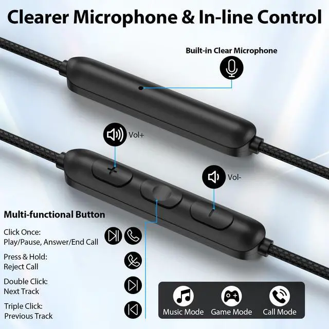 Alt view image 6 of 6 - Wired Earbuds 3.5mm Jack 5.9FT Over Ear Hook Black | Computer Headset in-Ear Noise Isolation PC Headphone for Chromebook/Notebook Office School Laptop Desktop/Samsung A15 A14 A13