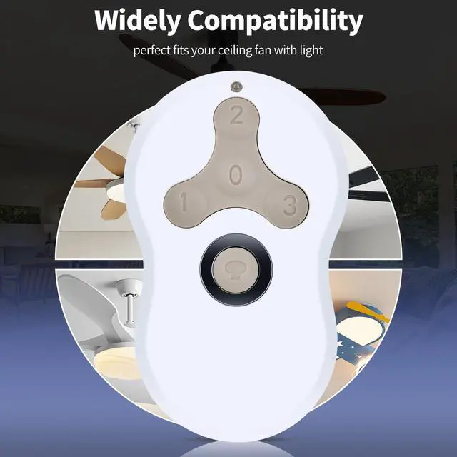 Alt view image 2 of 7 - Replacement for Hunter Ceiling Fan Remote Control 99122/99123, 3 Speed, Light Dimmer with Wall Mount, 434MHz, Easy to Set - Receiver Included