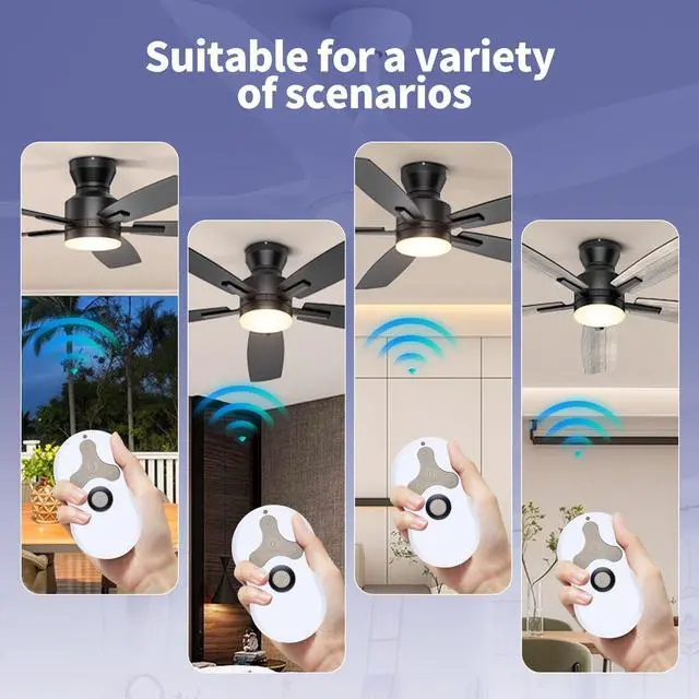 Alt view image 7 of 7 - Replacement for Hunter Ceiling Fan Remote Control 99122/99123, 3 Speed, Light Dimmer with Wall Mount, 434MHz, Easy to Set - Receiver Included