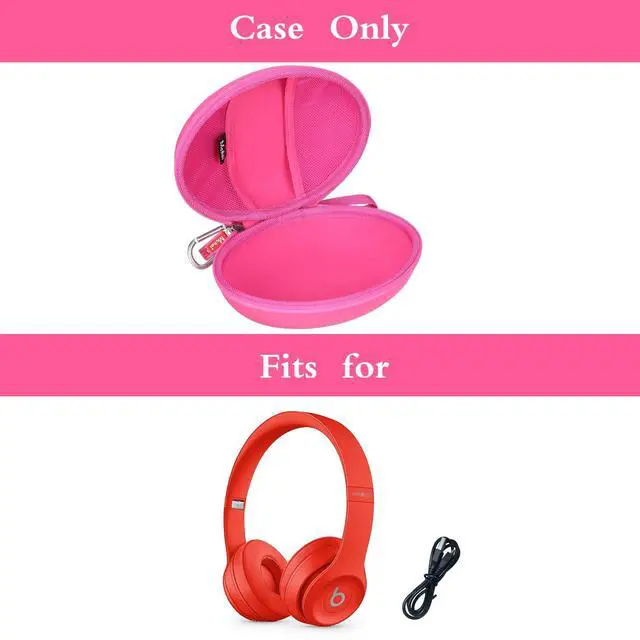 Alt view image 6 of 7 - Headphone Case Fits for Beats Studio Pro/Solo 4 / Solo 3 / Studio 3 / for TOZO HA1/ for TOZO HT2 On-Ear Bluetooth Headphones, Case Only (Rose Red)