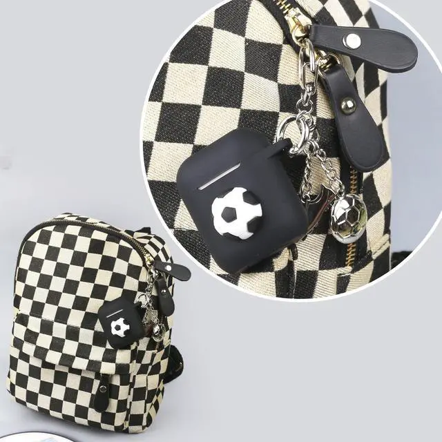 Alt view image 4 of 6 - for Airpods Case for Men Boys,Sport Cool Black Cover for Apple Airpod 1 & 2 with Keychain (Soccer)