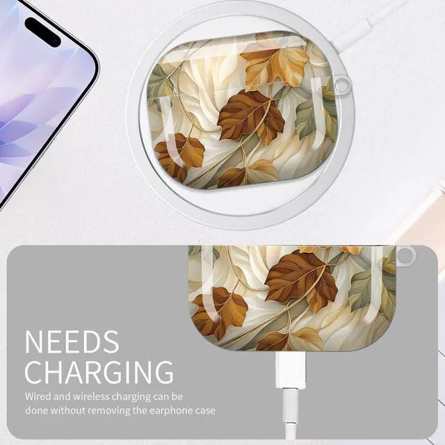 Alt view image 5 of 6 - Case for AirPod Pro 3 Case 2025, Slim Shockproof Protective Cover with Keychain Ring, Wireless Charging Compatible, Stylish Durable Design for Women(Autumn Leaves)
