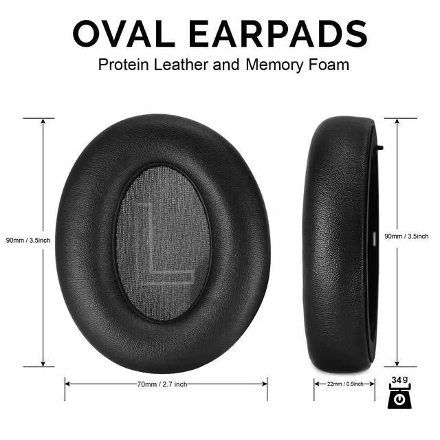 Alt view image 4 of 7 - Earpads for Anker Soundcore Life Q30 / Q35 BT Headphones-Black | Soft Protein Leather and High-Density Memory Foam,Replacement Ear Cushion for Life Q30 / Q35