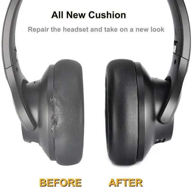 Alt view image 6 of 7 - Earpads for Anker Soundcore Life Q30 / Q35 BT Headphones-Black | Soft Protein Leather and High-Density Memory Foam,Replacement Ear Cushion for Life Q30 / Q35