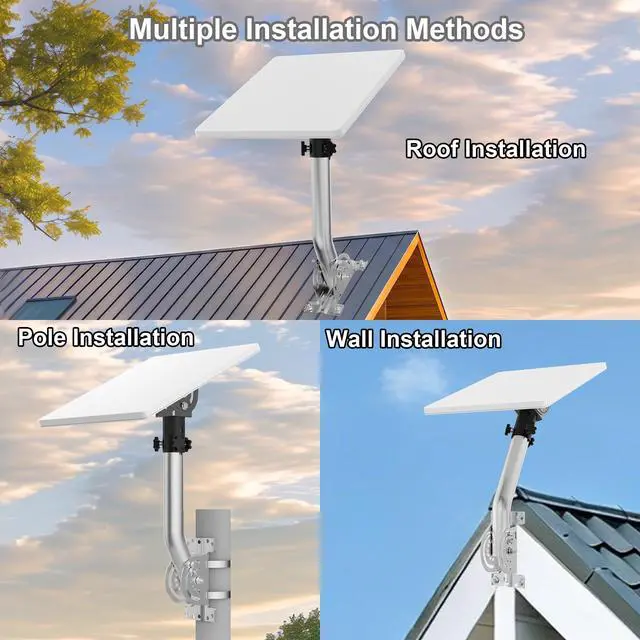 Alt view image 4 of 6 - Starlink Mini Wall Mount, 12" J-Pole Mounting Bracket Kit for Starlink, with Tilt Angle Adjustable Pipe Adapter for Better Signals, Compatible with Starlink Mini Dish