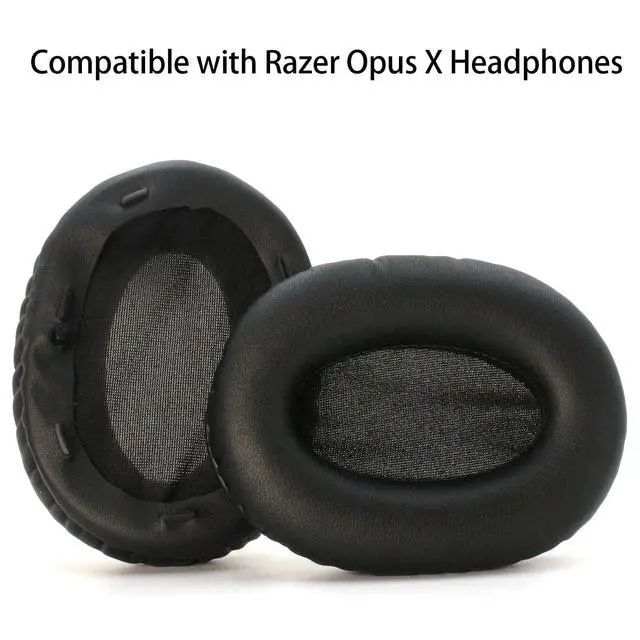 Alt view image 4 of 6 - Replacement Ear Pads for Razer Opus X Headphones - Black | Noise Isolating Protein Leather & Memory Foam Cushions for Ultimate Comfort - Easy Install Ear Cups