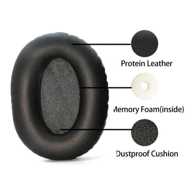 Alt view image 3 of 6 - Replacement Ear Pads for Razer Opus X Headphones - Black | Noise Isolating Protein Leather & Memory Foam Cushions for Ultimate Comfort - Easy Install Ear Cups