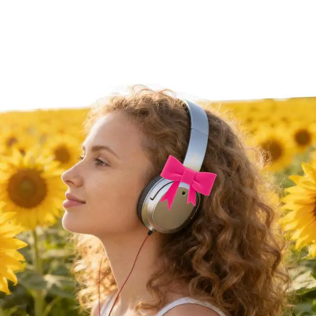Alt view image 5 of 6 - 4 Pack Silicone Bow Decor Headphone Accessories, 3D Cute Earphone Accessories for Women Girls, Gamer Gift for Christmas,Gamer Girl Headphones Accessories-Purple+Rose