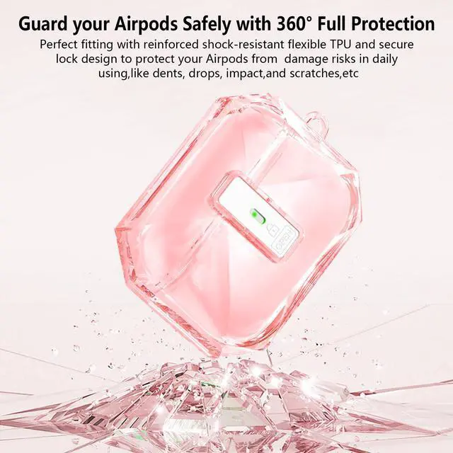 Alt view image 4 of 6 - for Airpods Pro 3 Case Clear,Cute Diamond Design for Airpod Pro 3 | Secure Lock&Auto Pop-up Soft TPU for Airpods pro 3rd Generation Case Cover 2025 with Carabiner&Cleaning Pen,Non Yellow-Pink