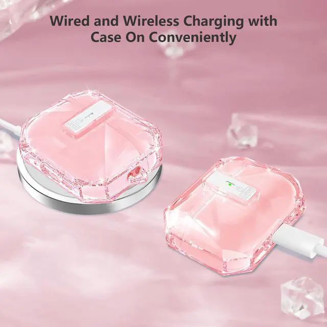 Alt view image 5 of 6 - for Airpods Pro 3 Case Clear,Cute Diamond Design for Airpod Pro 3 | Secure Lock&Auto Pop-up Soft TPU for Airpods pro 3rd Generation Case Cover 2025 with Carabiner&Cleaning Pen,Non Yellow-Pink