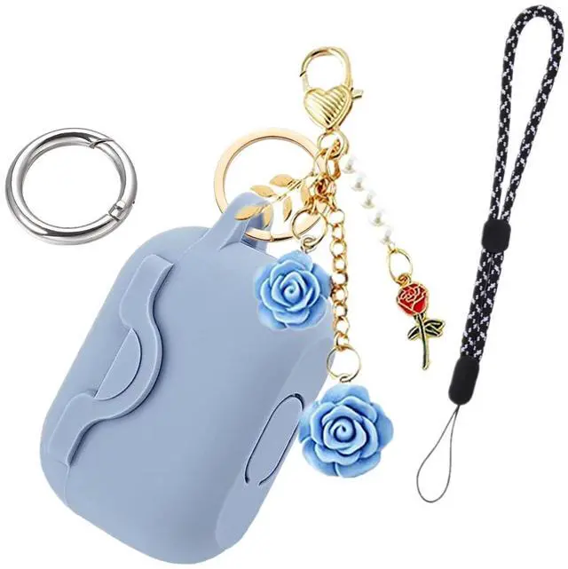 Alt view image 3 of 7 - Secure Lock Case for Airpods 3 with Cute Flowers Keychain Lanyard,Silicone Protective Cover for Airpods 3rd Generation Case Women Girls for Apple iPod 3rd Charging Cases 2021 (Blue)