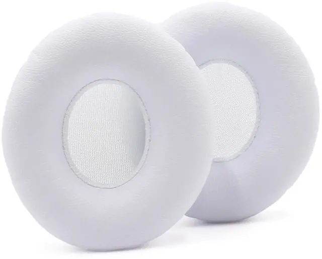 Main image of Replacement Earpads for Beats Solo HD 1.0 Headphones - White | Compatible with Beats by Dr.Dre Solo HD (Solo 1st Gen Wired, NOT Wireless) Headphones, Snap-On Protein Leather Ear Cushions