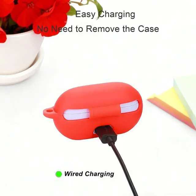 Alt view image 6 of 7 - for Beats Solo Buds Case Cover,Soft Silicone Skin Cover Shockproof Protective with Cute Cherry Daisy Flower Charm Keychain Accessories for Beats Solo Charging Case for Women Men Red