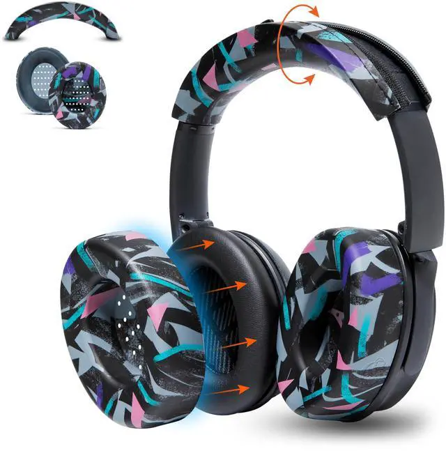 Main image of SweatZ and BandZ Protective Sweat Cover & Headband Cover Bundle for Bose QuietComfort 35 Headphones by Wicked Cushions | 90's Black