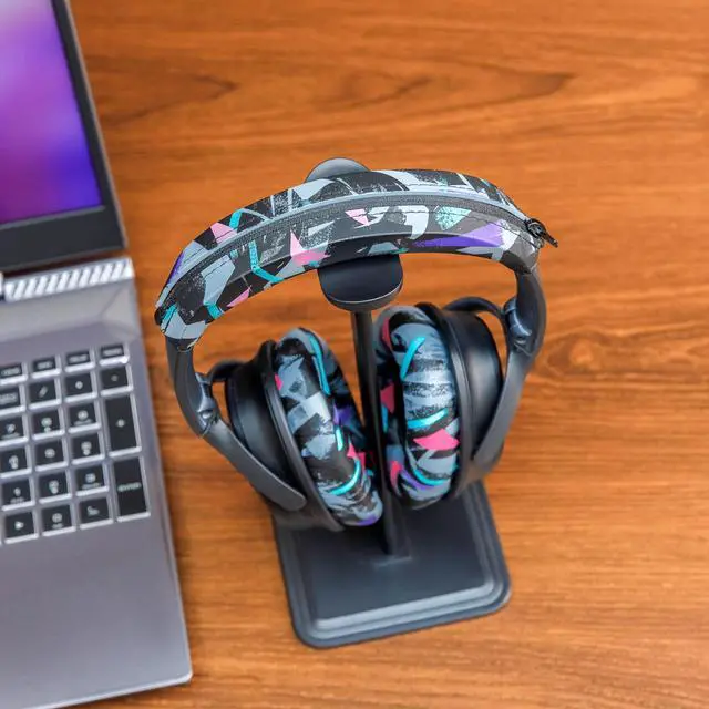 Alt view image 3 of 7 - SweatZ and BandZ Protective Sweat Cover & Headband Cover Bundle for Bose QuietComfort 35 Headphones by Wicked Cushions | 90's Black