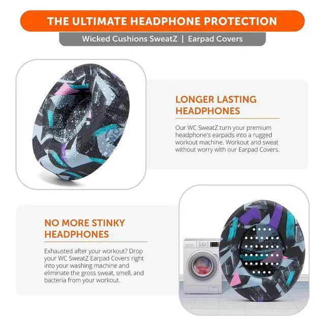 Alt view image 4 of 7 - SweatZ and BandZ Protective Sweat Cover & Headband Cover Bundle for Bose QuietComfort 35 Headphones by Wicked Cushions | 90's Black