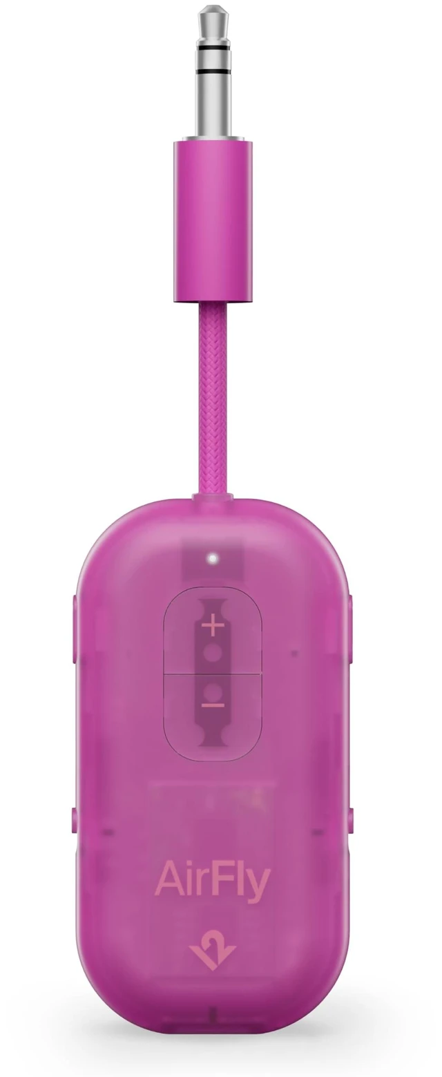 Main image of AirFly Pro 2, Bluetooth Adapter, Pair 2 AirPods, Fuchsia Ice Pair 2 AirPods or Wireless Headphones 3.5mm AUX Bluetooth Transmitter and Receiver for Cars, Boats, Treadmills, TVs & More