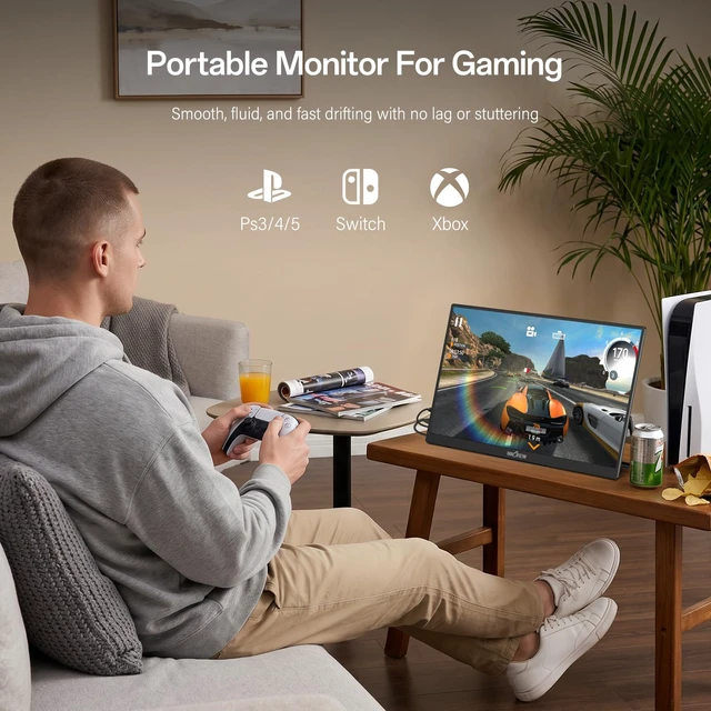 Alt view image 3 of 7 - 16" Portable Monitor 144Hz Portable Gaming Monitor with Protective Sleeve, 1200P FHD External Monitor, Lightweight, Extra Second Screen for Laptop, PS5, Mac, Xbox (Not Includes Adapter)