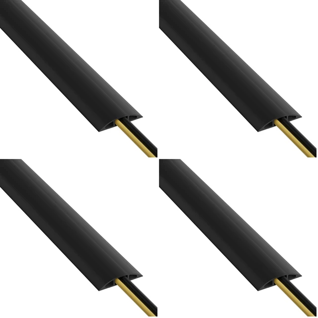 Main image of 6ft Floor Cord Cover, Cable Protector, Hide Extension Cords, Protect Cords, Prevent Cable Trips, Heavy Duty Cord Hider - Cable Cavity: 0.63" (W) x 0.31" (H) - Black (Pack of 4)