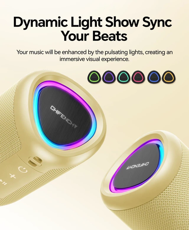 Alt view image 3 of 7 - Portable Bluetooth Speaker Gifts Idea: Outdoor Travel Essentials Waterproof | Powerful HD Sound, Dynamic Lights, 15H Playtime, BT 5.3, TWS Pairing, IPX5 Beach|Camping|Pool Accessories, Halloween Music