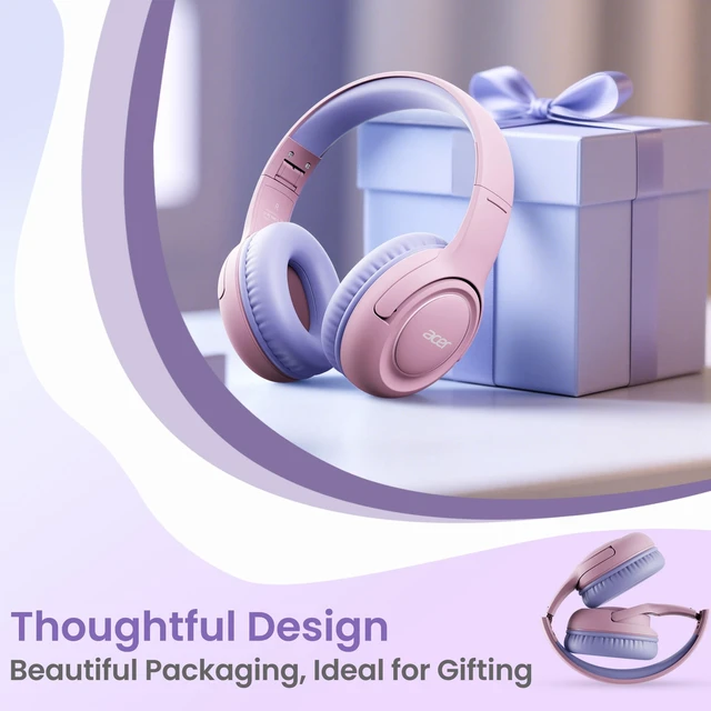 Alt view image 6 of 6 - Kids Headphones for School, 85-94dB Limiter, 3.5mm Jack, w/Mic HK03 Foldable Wired Over Ear Headphones, for Toddler School/Tablet/iPad/PC/Travel, Pink-Purple