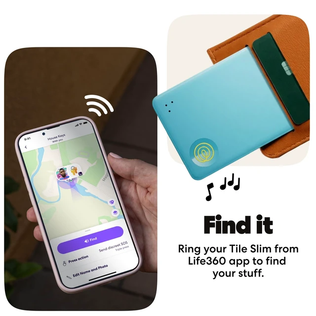 Alt view image 4 of 7 - Tile Slim - Wallet Finder, Bluetooth Tracker and Item Locator for Luggage Tags, Passports and More. Both iOS and Android Compatible. Phone Finder. 1-Pack (Aqua Lemon)