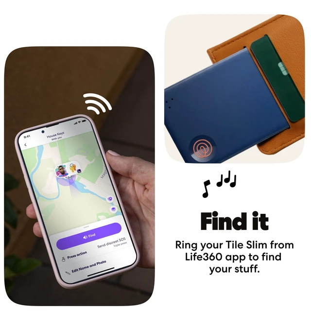 Alt view image 4 of 7 - Tile Slim - Wallet Finder, Bluetooth Tracker and Item Locator for Luggage Tags, Passports and More. Both iOS and Android Compatible. Phone Finder. 1-Pack (Navy Blaze)