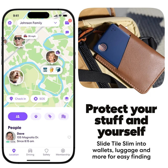 Alt view image 3 of 7 - Tile Slim - Wallet Finder, Bluetooth Tracker and Item Locator for Luggage Tags, Passports and More. Both iOS and Android Compatible. Phone Finder. 1-Pack (Navy Blaze)