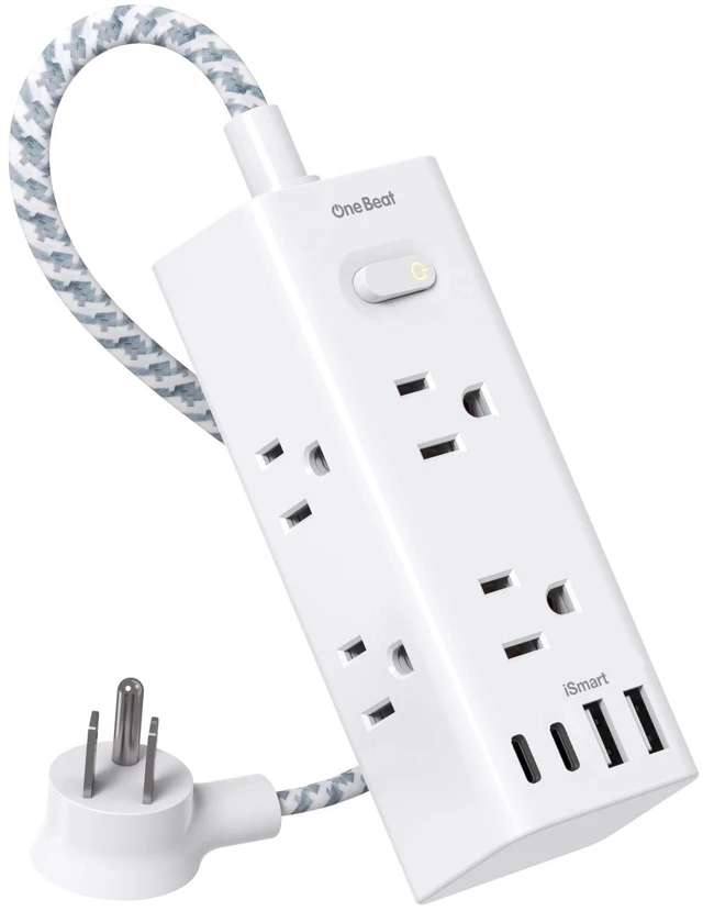 Main image of Power Strip Surge Protector, 1Ft Short Extension Cord Flat Plug 6 Outlets with 4 USB Ports (2 USB C), Wall Mount Small Power Strip for Travel, Home Office College Dorm Essentials Station