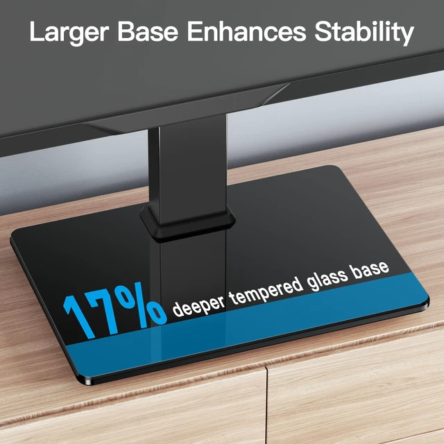 Alt view image 5 of 7 - Universal Swivel TV Stand for 37-80 inch TVs, Holds up to 99lbs 6 Height Adjustable, Tempered Glass Base, Max VESA 400x400mm, Flat & Curved Screens, Ideal for Living Room & Bedroom,PSTVS35
