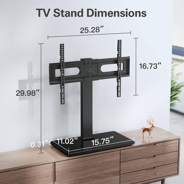 Alt view image 7 of 7 - Universal Swivel TV Stand for 37-80 inch TVs, Holds up to 99lbs 6 Height Adjustable, Tempered Glass Base, Max VESA 400x400mm, Flat & Curved Screens, Ideal for Living Room & Bedroom,PSTVS35