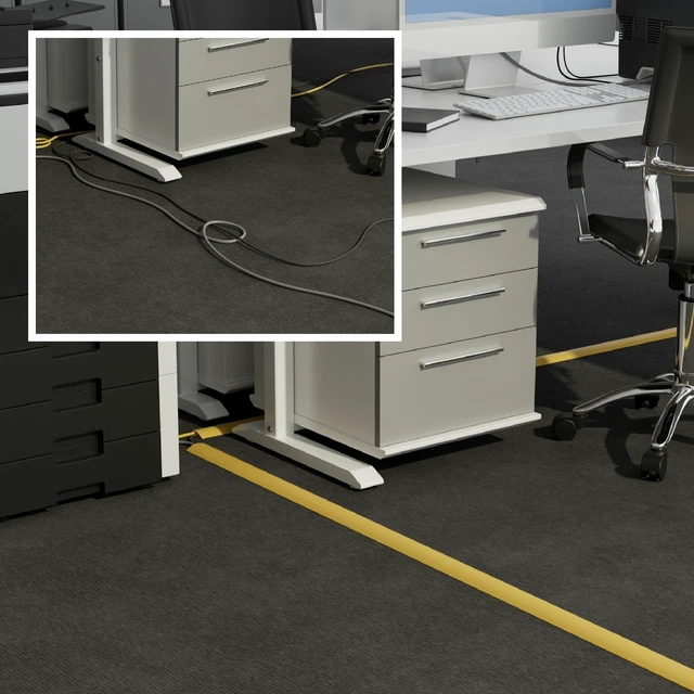 Alt view image 4 of 7 - 6ft Floor Cord Cover, Floor Cable Protector, Extension Cord Cover, Protect Wires & Prevent Cable Trips, Cable Management Solution - Cord Cavity = 0.63" (W) x 0.31" (H) - Safety Yellow