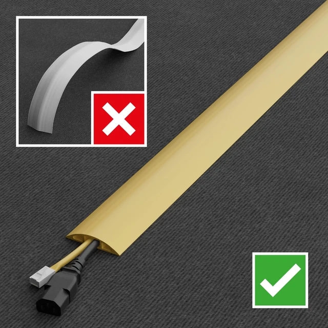 Alt view image 6 of 7 - 6ft Floor Cord Cover, Floor Cable Protector, Extension Cord Cover, Protect Wires & Prevent Cable Trips, Cable Management Solution - Cord Cavity = 0.63" (W) x 0.31" (H) - Safety Yellow