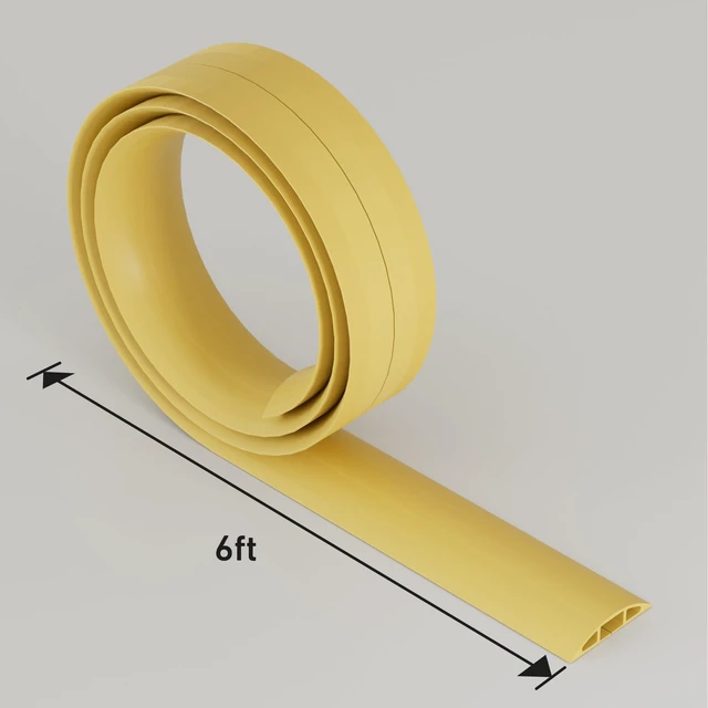 Alt view image 7 of 7 - 6ft Floor Cord Cover, Floor Cable Protector, Extension Cord Cover, Protect Wires & Prevent Cable Trips, Cable Management Solution - Cord Cavity = 0.63" (W) x 0.31" (H) - Safety Yellow