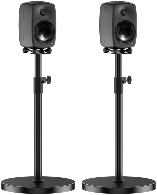 Main image of Height Adjustable Speaker Stands Pair for Genelec G One 8010A Speaker Stand with Cable Management - Heavy Duty Floor Speaker Stand for Genelec Studio Monitor Stands Up to 30 Lbs