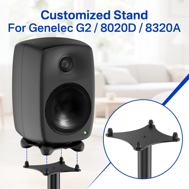 Alt view image 2 of 6 - Height Adjustable Speaker Stands Pair for Genelec G Two 8020D 8320A Speaker Stand with Cable Management - Heavy Duty Floor Speaker Stand for Genelec Studio Monitor Stands Up to 30 Lbs