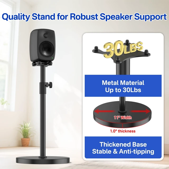 Alt view image 5 of 6 - Height Adjustable Speaker Stands Pair for Genelec G One 8010A Speaker Stand with Cable Management - Heavy Duty Floor Speaker Stand for Genelec Studio Monitor Stands Up to 30 Lbs