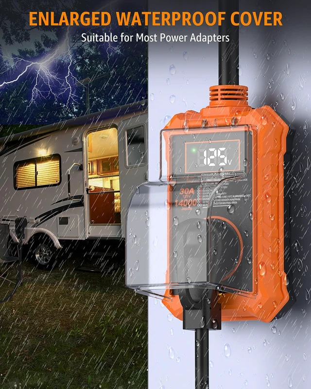 Alt view image 5 of 7 - 30 Amp RV Surge Protector with Smart LED Display for Camper 14000J Circuit Analyzer, Waterproof, Auto Shutoff & Reset for High and Low Voltage, Fits Travel Trailers