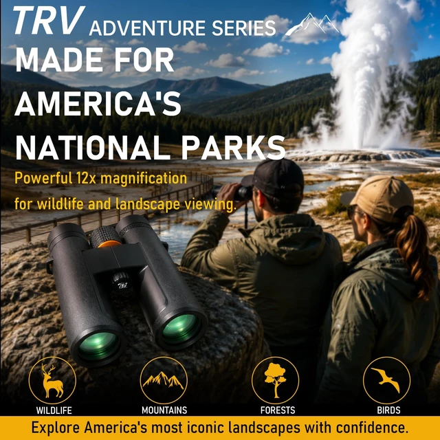 Alt view image 2 of 7 - 12x42 Binoculars for Adults, Wildlife, Hiking, Travel, Bird Perfect for Yellowstone National Park, Wildlife Observation, Hiking & Mountain Viewing with Sharp Outdoor Optics