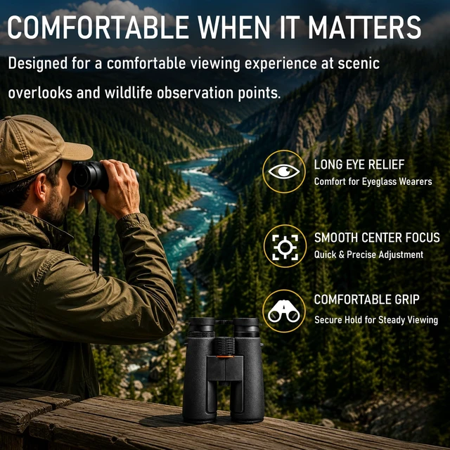 Alt view image 4 of 7 - 12x42 Binoculars for Adults, Wildlife, Hiking, Travel, Bird Perfect for Yellowstone National Park, Wildlife Observation, Hiking & Mountain Viewing with Sharp Outdoor Optics