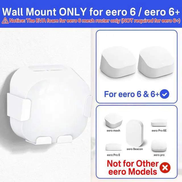 Alt view image 2 of 6 - Metal Wall Mount for eero 6+ and eero 6 Wall Mount Bracket - Space Saving Wall Bracket for eero 6 & eero 6 Plus Wall Mount Easy to Install Holder for eero 6 Plus & eero 6 Mesh Wi-Fi Systems