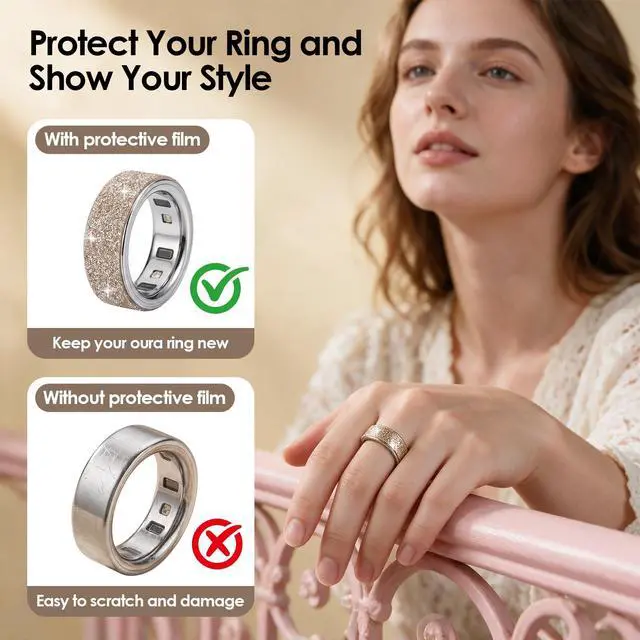 Alt view image 5 of 6 - 12 Pack Bling Skin Protector for Oura Ring Gen 3/4, Ultra-Thin Cover Accessories Anti-Scratch Protective Stickers for Oura Ring 3/4