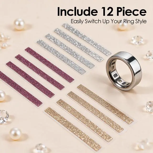 Alt view image 6 of 6 - 12 Pack Bling Skin Protector for Oura Ring Gen 3/4, Ultra-Thin Cover Accessories Anti-Scratch Protective Stickers for Oura Ring 3/4