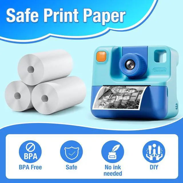 Alt view image 2 of 6 - 5 Rolls Kids Instant Camera Refill - HD Thermal Print Paper Set for Portable Cameras