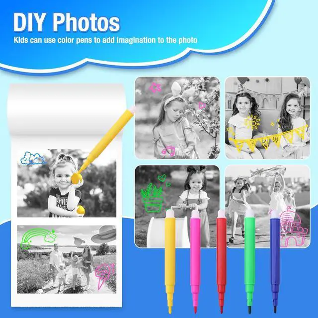 Alt view image 4 of 6 - 5 Rolls Kids Instant Camera Refill - HD Thermal Print Paper Set for Portable Cameras