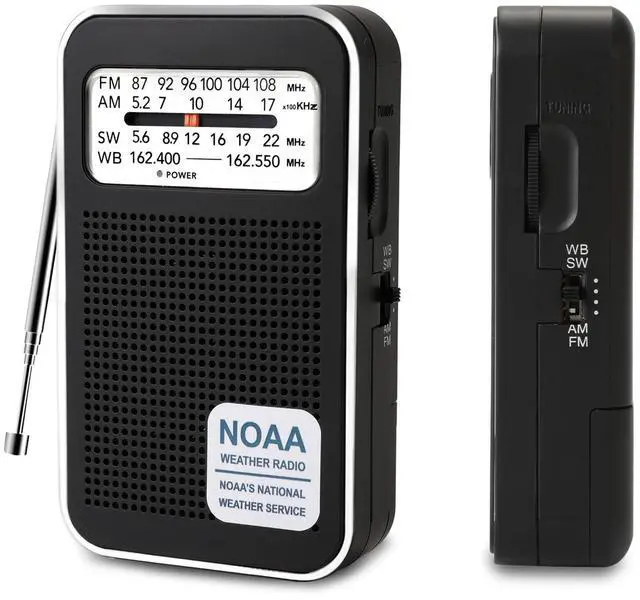 Main image of 4-Band NOAA Emergency Weather Pocket Transistor Radio AM FM SW | Long Antenna Strong Reception, Dual Type-C & 2 AA Power, Speaker + 3.5mm Jack, Compact for Hurricane, Camping & Daily Use