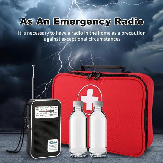 Alt view image 6 of 6 - 4-Band NOAA Emergency Weather Pocket Transistor Radio AM FM SW | Long Antenna Strong Reception, Dual Type-C & 2 AA Power, Speaker + 3.5mm Jack, Compact for Hurricane, Camping & Daily Use