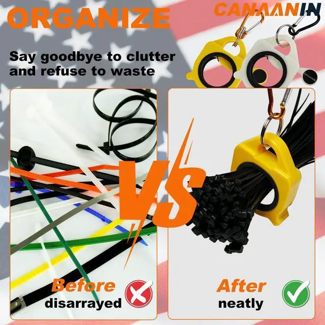 Main image of Zip Tie Holder Cable Tie Holder for Tool Belt Color-Coded | Snap-back works gloves, Color codes sort height, Clip stops ladder drops, Reusable resists weather, Rust-proof outdoor use