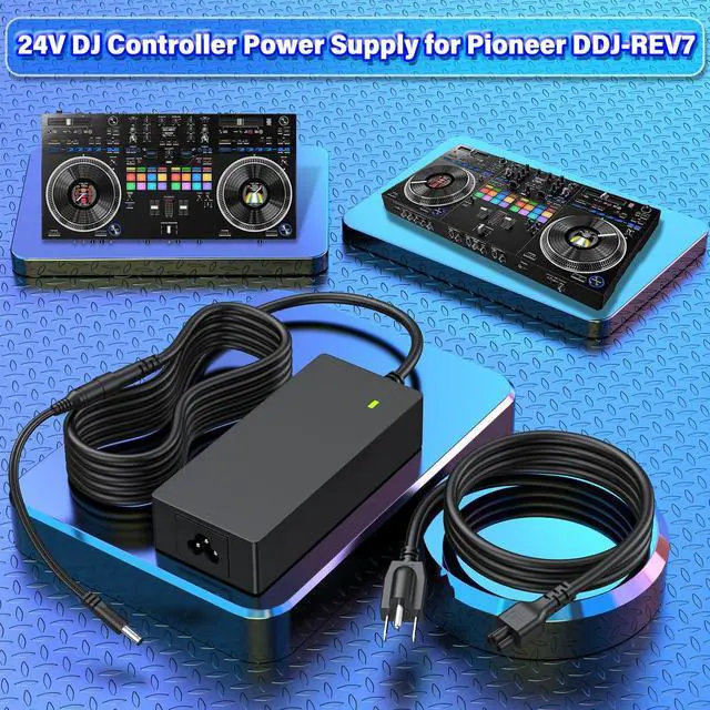 Alt view image 2 of 6 - 24V DJ Controller Charger Compatible with Pioneer DDJ-REV7 2-Channel | Power Adapter Fit for Pioneer DDJ-REV7/CUXJ DDJREV7 Scratch Style Vinyl Feel 2 Channel Professional Serato DJ Pro Controller