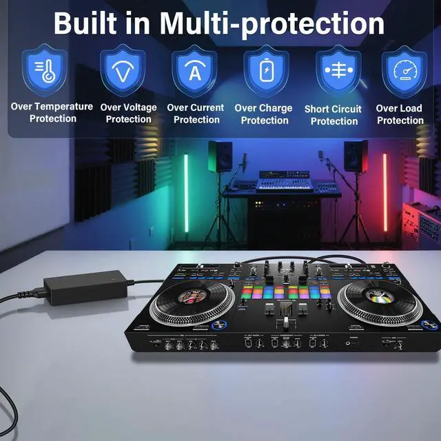 Alt view image 6 of 6 - 24V DJ Controller Charger Compatible with Pioneer DDJ-REV7 2-Channel | Power Adapter Fit for Pioneer DDJ-REV7/CUXJ DDJREV7 Scratch Style Vinyl Feel 2 Channel Professional Serato DJ Pro Controller